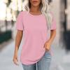 Women's Fashion Casual Solid Color Round Neck Short Sleeve T-shirt Tops