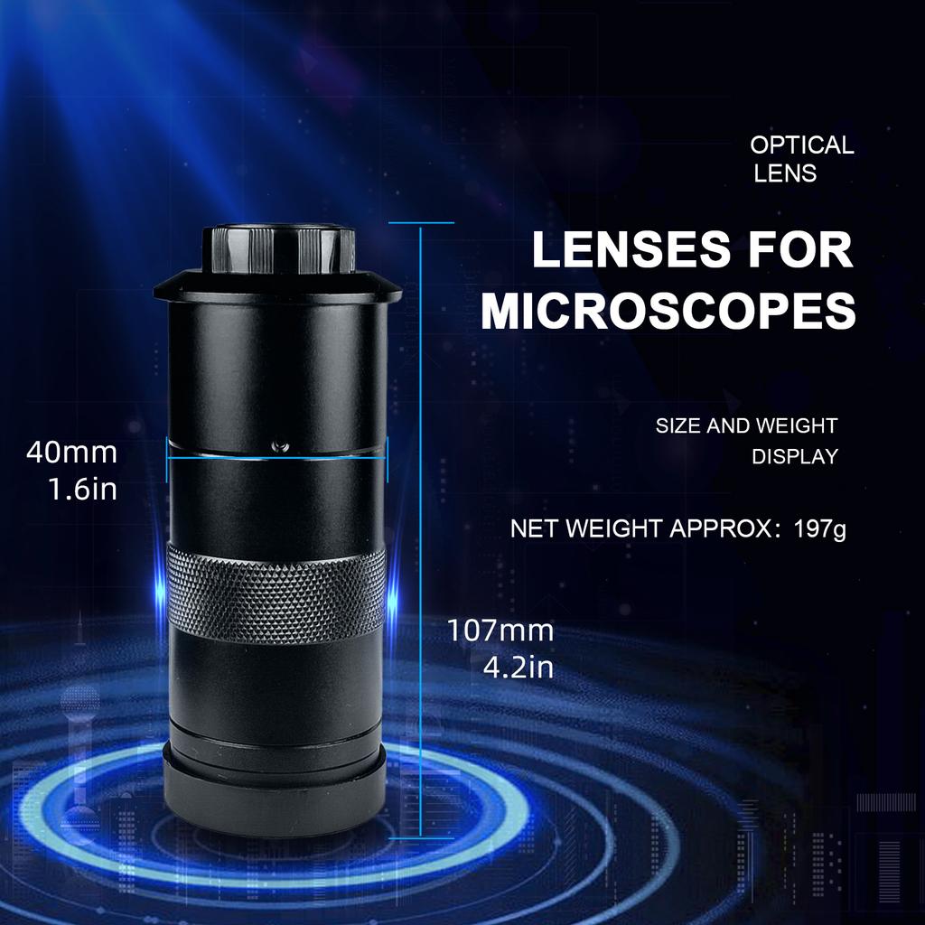 YIZHAN 130X 150X 180X Zoom C-Mount Lens Magnification Adjustable 25mm For Electron Video Microscope Accessories Monocular Camera