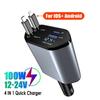 100 Вт PD+USB быстрое зарядное устройство с 2 выдвижными кабелями Type C быстрое автомобильное зарядное устройство для телефона вольтметр 4 в 1 адаптер питания для iPhone iPad