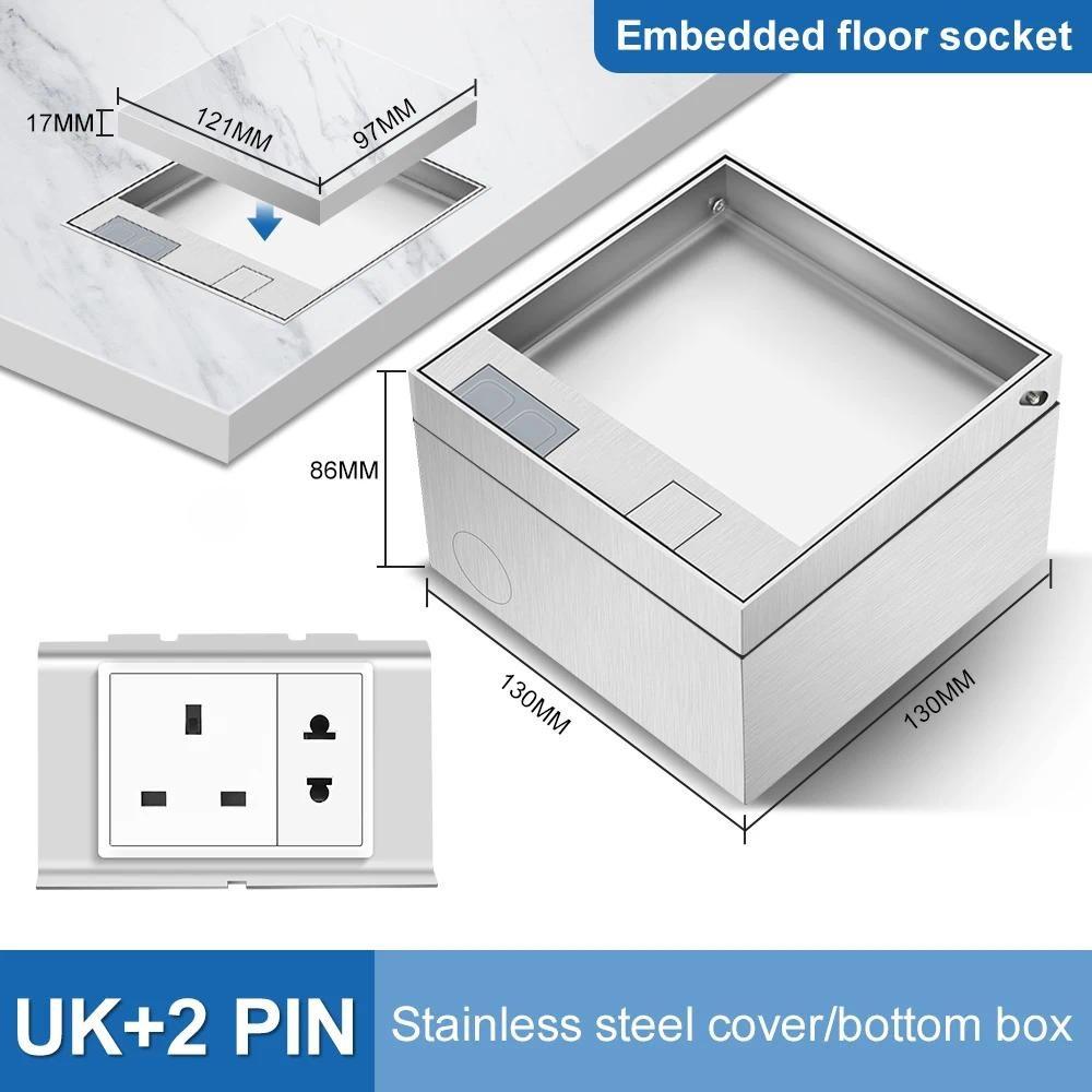 130*130мм Встраиваемая версия Напольная розетка Сменный модуль Силовая розетка Нержавеющая сталь Скрытый адаптер питания