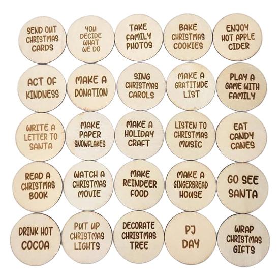 20 шт./компл. жетоны обратного отсчета на Рождество «Что делать» с буквенным принтом праздничное украшение Рождественский пришествие деревянные монеты комплект дисков