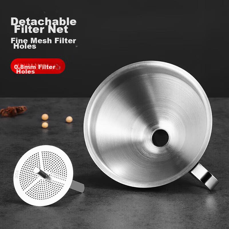 Jekero Thickened 316 Stainless Steel Funnel with Detachable Strainer, Food-Grade Large Size Kitchen Oil And Wine Funnel