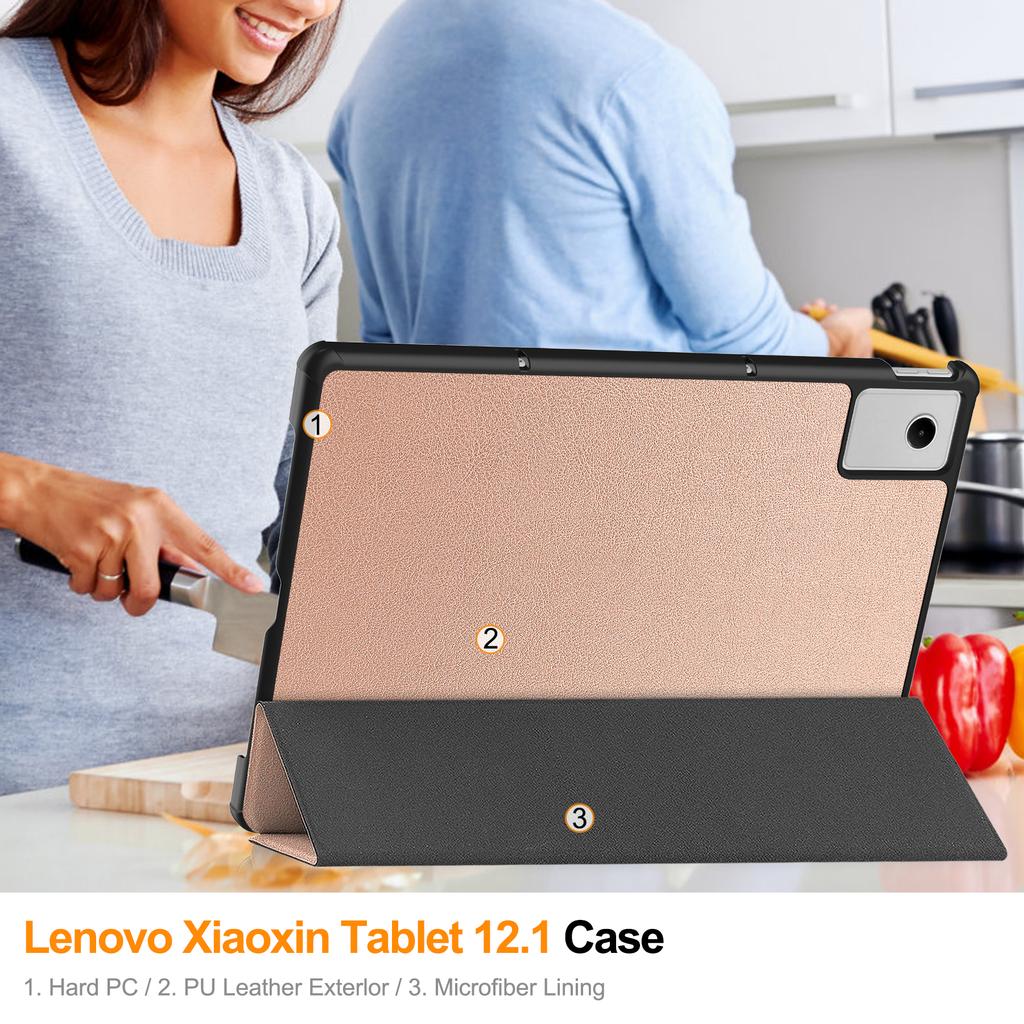 Чехол для планшета Lenovo Idea Tab Plus 12.1, трехскладной чехол-книжка с подставкой, многоугольная обложка
