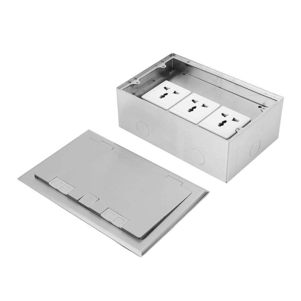 Floor Outlet 3 Receptacles 16A 4000W Recessed Floor Electrical Socket Box Kit for Office Hotel School Home