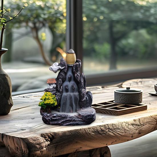 Курильница с обратным потоком, эффект водопада, держатель для благовоний Zen, конусная курильница с водопадом для медитации в домашнем офисе