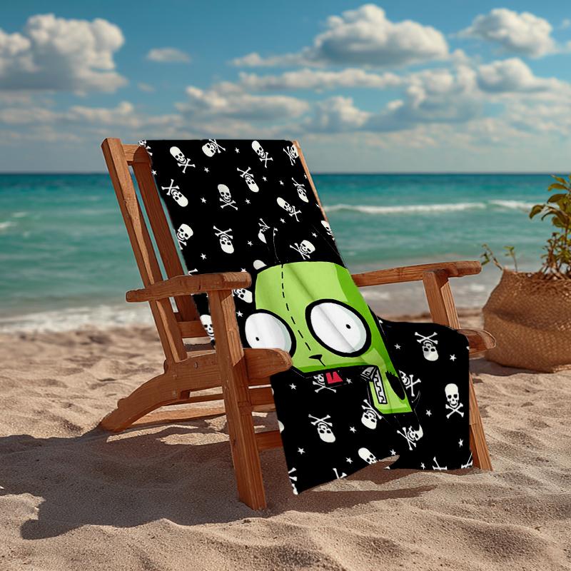 Ultra-Soft Beach Towel with Invader Zim Theme,Ideal for Pool - Camping, Diving - Perfect Travel Essential, Vibrant Beach Towel.