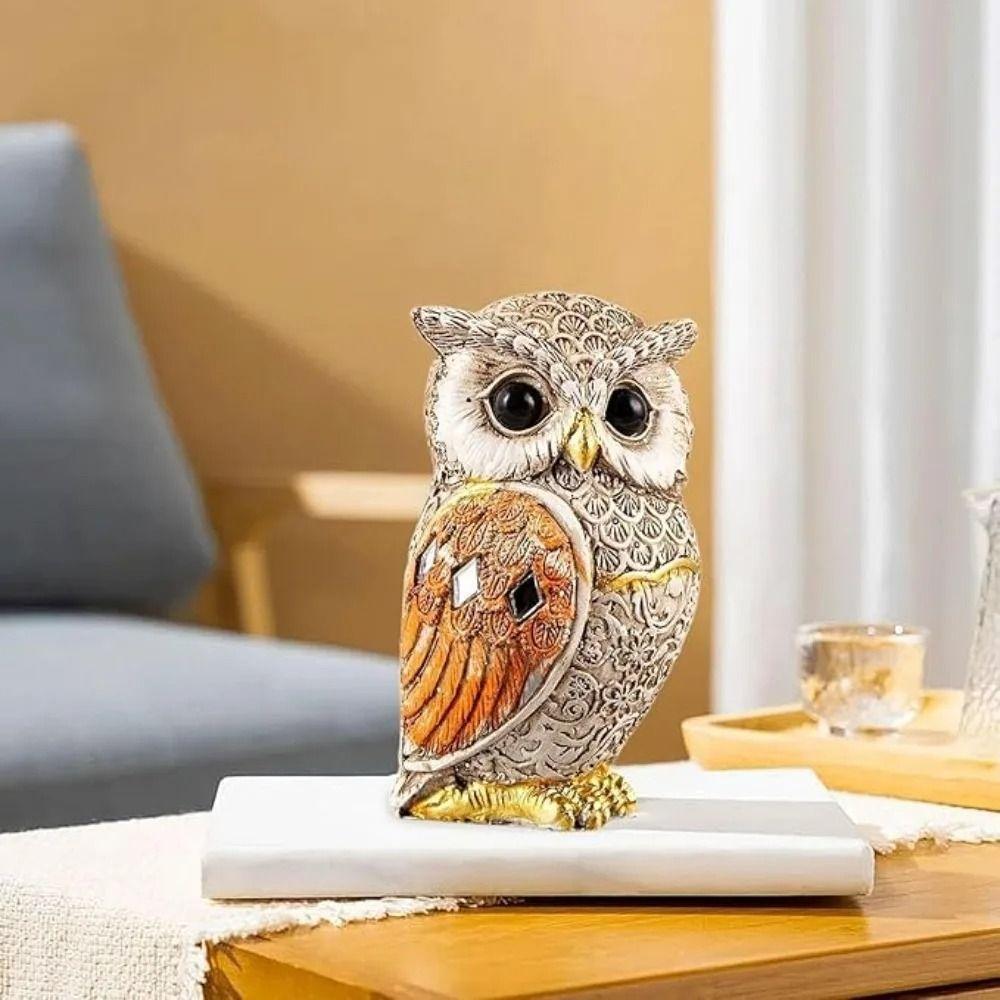 Vivid Owl Statue Cute Desktop Ornament Micro Landscape Bird Miniature Figurine  Home