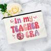Simple "In My Teacher Era" Pattern Makeup Bag, Portable Travel Pouch Cosmetics Storage Bag, Toiletry Bag For Teachers Gift