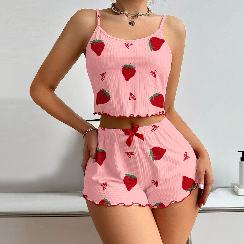 Women Soft 2 Piece Pajamas Set Sleeveless Shorts Set Loungewear Sets Pyjamas Nightwear