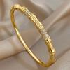 Flashbuy Gold Color Chic Inlaid Zircon Copper Bangle Bracelet For Women Statement New Design Temperament Wrist Fashion Zircon