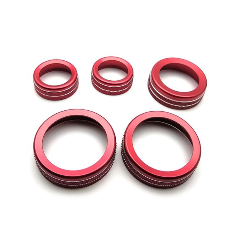 5 шт. алюминиевые автомобильные переключатели кондиционера воздуха кнопка ручка отделка крышка ручка громкости защитные кольца аксессуары используемые для транспортных средств