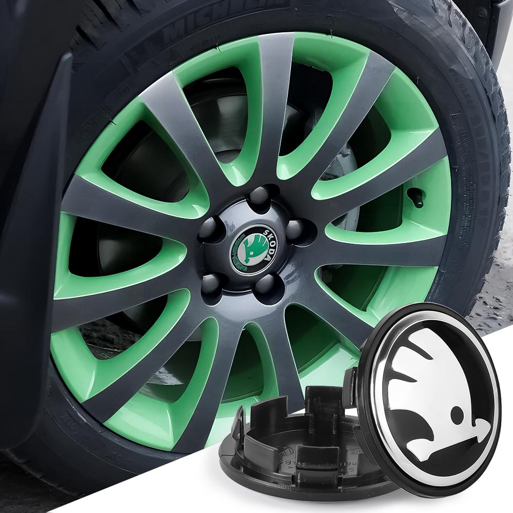 HLLQ9 For Skoda S Fabia Rapid Superb Octavia A5 2 Kodiaq Scala VRS 4pcs 55/65mm Car Styling Wheel Center Rim Cover Badge Sticker Decor