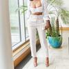 JKASHDK Женские модные повседневные однотонные брюки с принтом на лето и весну, брюки с высокой талией и капри