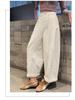 Dark Blue Korean-Style High-Waisted Wide-Leg Pants for Women - Plus Size, Slimming, Casual, 100% Cotton, Autumn Suitable.
