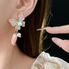 Light Luxury Butterfly Earrings Oil Drop Sweet Stud Earrings Elegant Vintage Earrings Women  Party