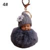 VANA Shop Cute Sleeping Baby Fluffy Pompom Plush Doll Hanging Pendant Key Ring Keychain
