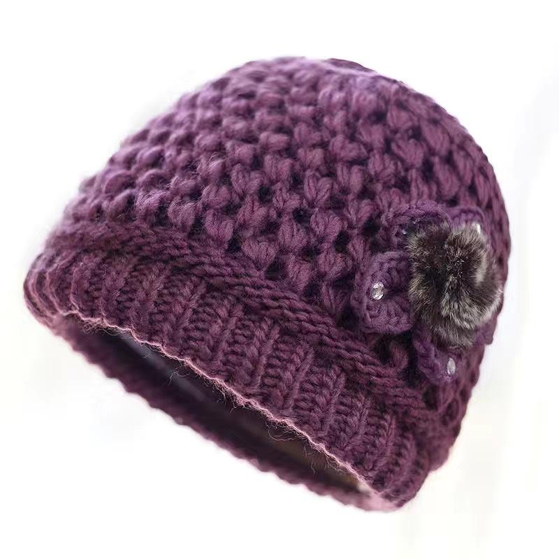 Зимняя шапка из толстого бархата для женщин среднего возраста, теплая вязаная шапка для мамы и пожилой леди на осень