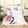 Cherry Blossoms Duvet Cover King/Queen Size,Japanese Sakura Tree Pink Floral Spring Vintage Cultural Bedding Set for Women Girls