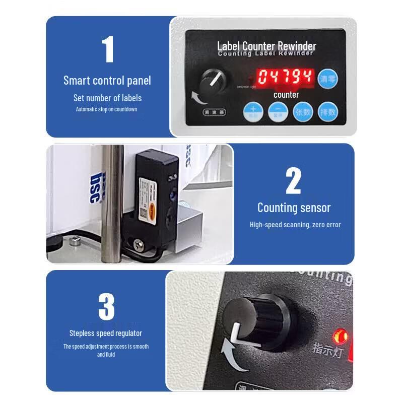 BSC-R150 Automatic Label Counting and Rewinding Machine CN plug (adapter included)