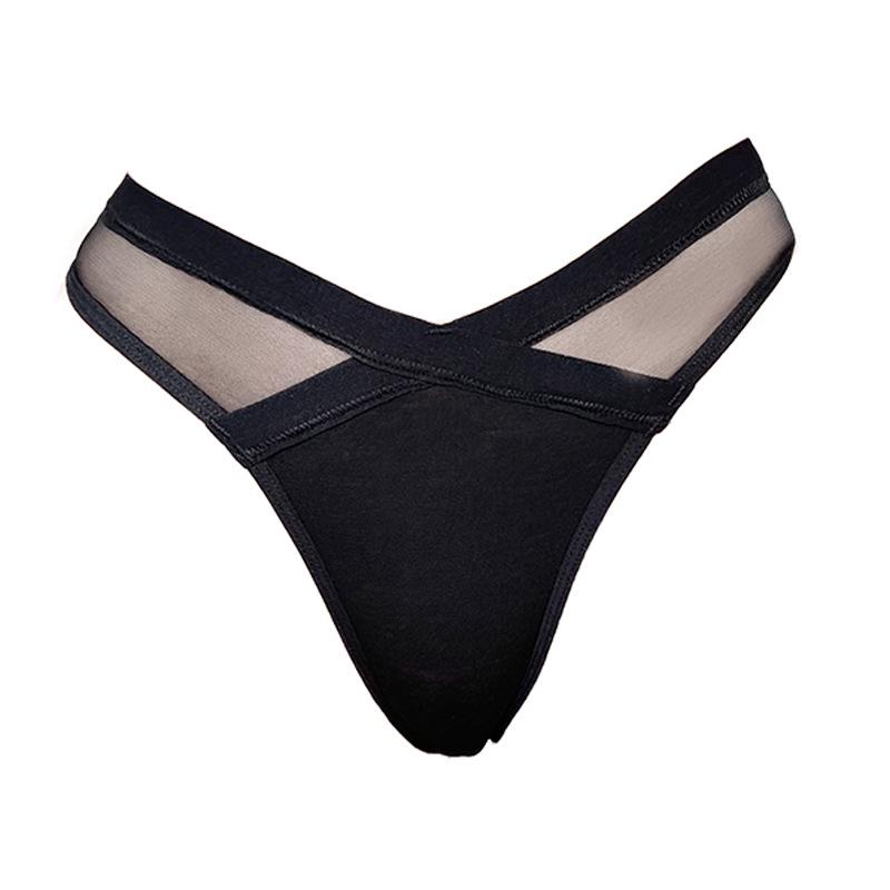Women's Low Waist Mesh Thong - Sexy Transparent Cotton Underwear