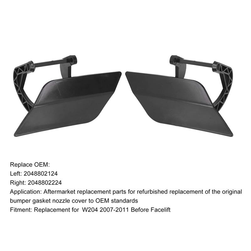 A03E-1 Pair Headlight Washer Cover With Bracket For Mercedes-Benz C-Class W204 2007-2011 2048802124 2048802224