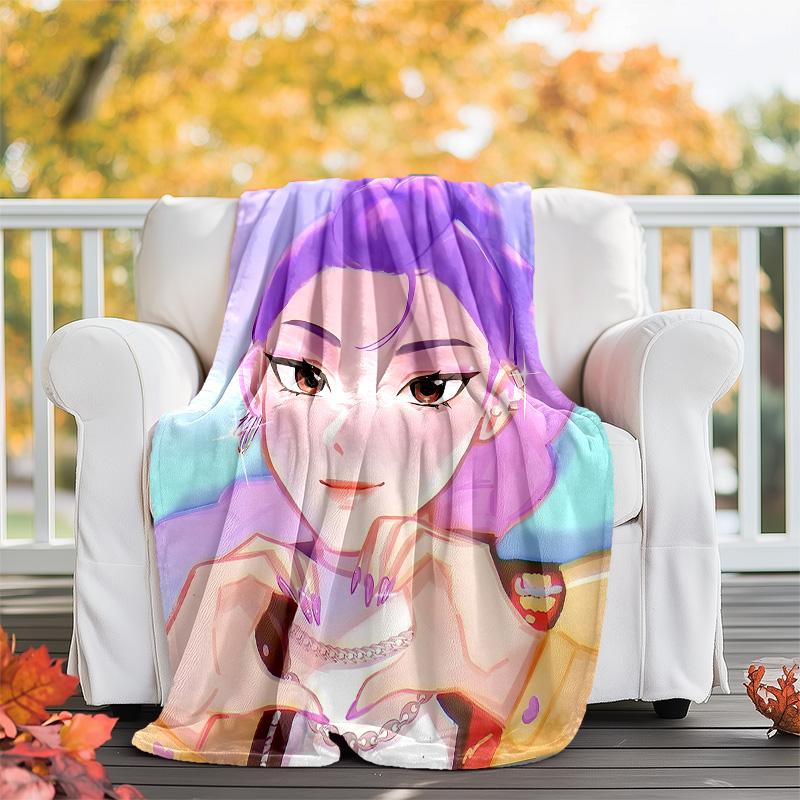 1pc KPop RUMI2 Theme Blanket - Digital Print, Polyester, Cozy for All Seasons, Perfect for Outdoor, Camping, and Travel