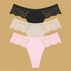 3Pcs Seamless Stretch Thongs Women Comfort Patchwork Lace Panties Female Low-Waist G-string High Quality Floral Soft Lingerie
