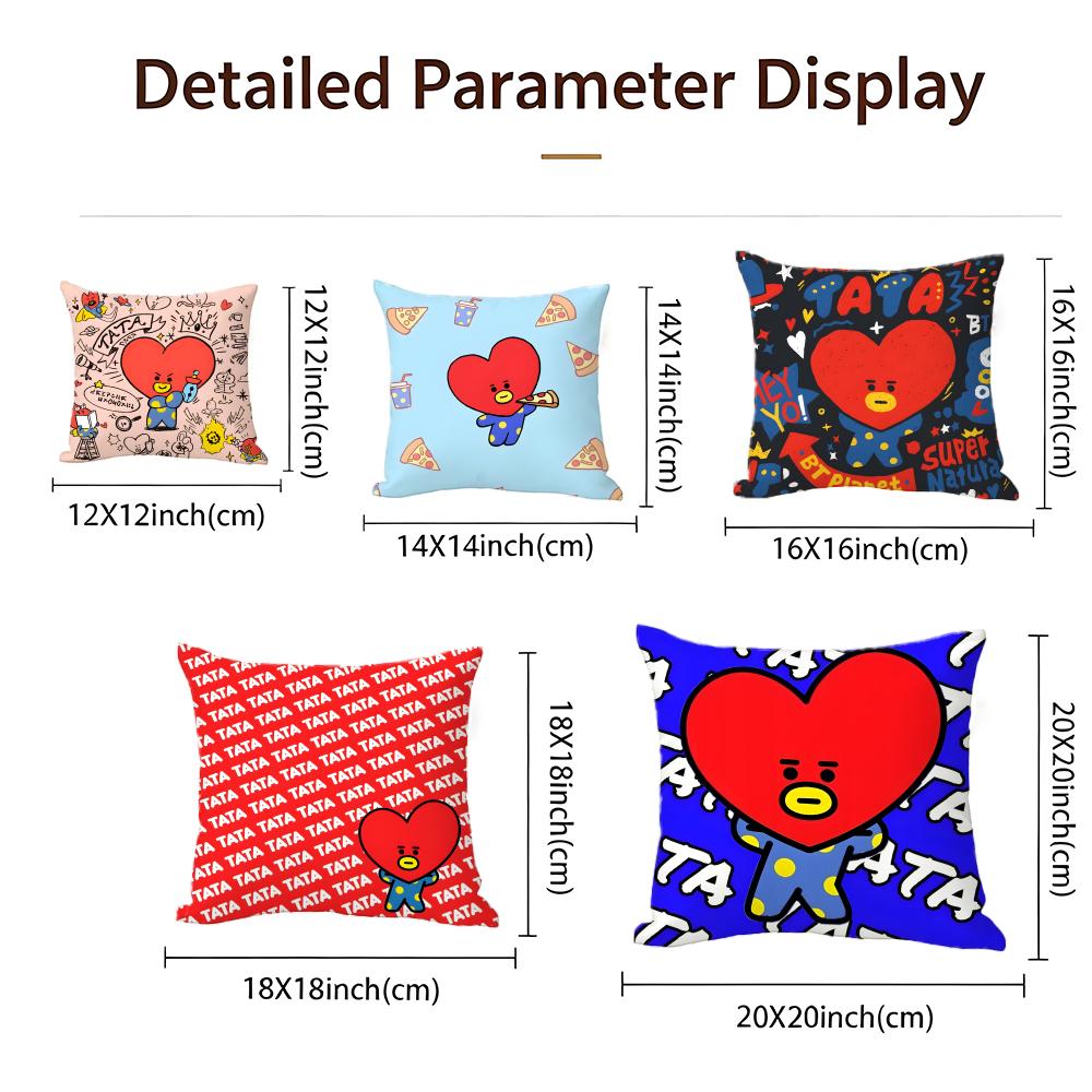 Cartoon Tata Cushion Cover Cushion Cover Set 4Pcs 50X50 45X45 40X40 Pillowcase Decorative Sofa Home Decor