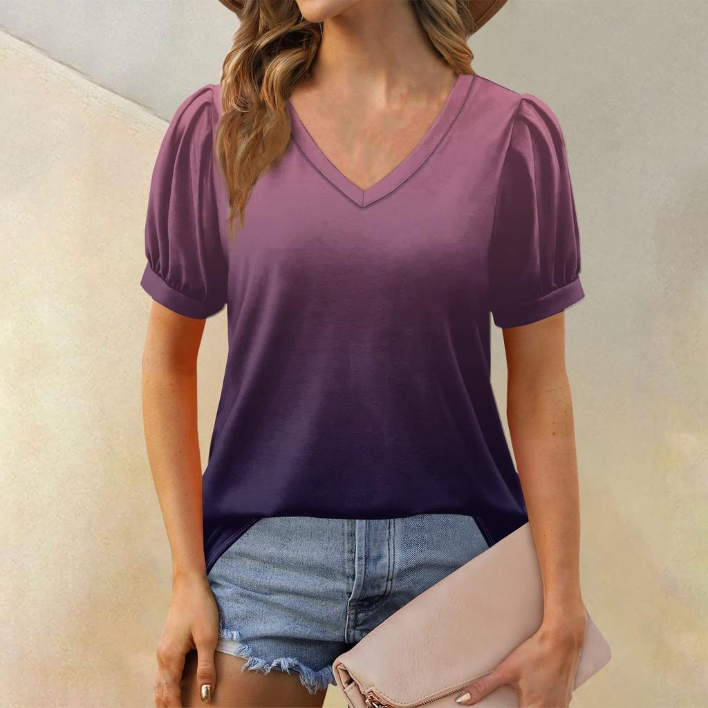 Женская модная футболка с коротким рукавом и V-образным вырезом, свободная повседневная футболка