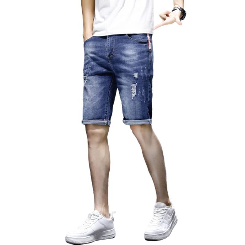 Hole Five-point Pants Plus Size Jeans Spring Summer Men's Mid-waist Loose Shorts