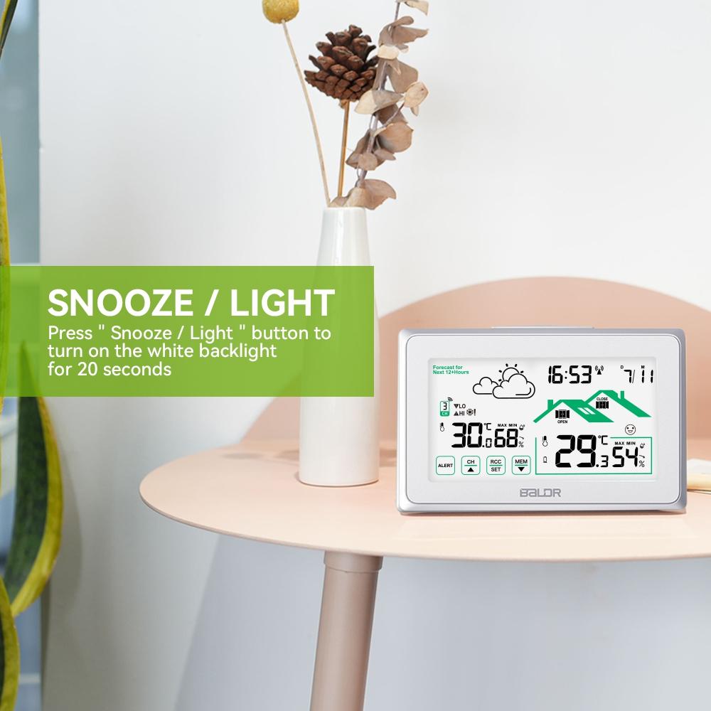 Baldr Smart Wireless Weather Station Digital LCD Hygrometer Thermometer Record RCC Alarm Clock Calendar Trend Forecast Sensor