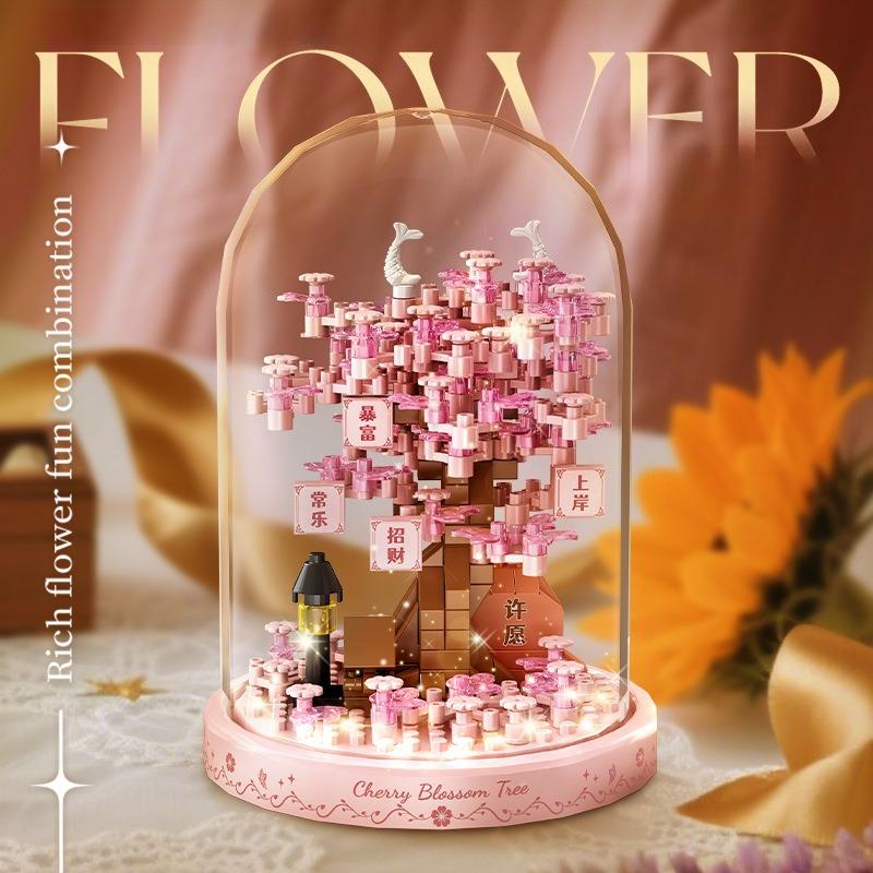 Букет Вечных Цветов Бонсай Комнатное Растение Модель Микро Строительные Блоки Украшение для Дома Головоломка Игрушки Детские Подарки на День Рождения Рождество