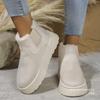 Plus-size Shoes with Fleece Round Toe Boots, Women's Thick-soled Elastic Band Fleece Cotton Shoes