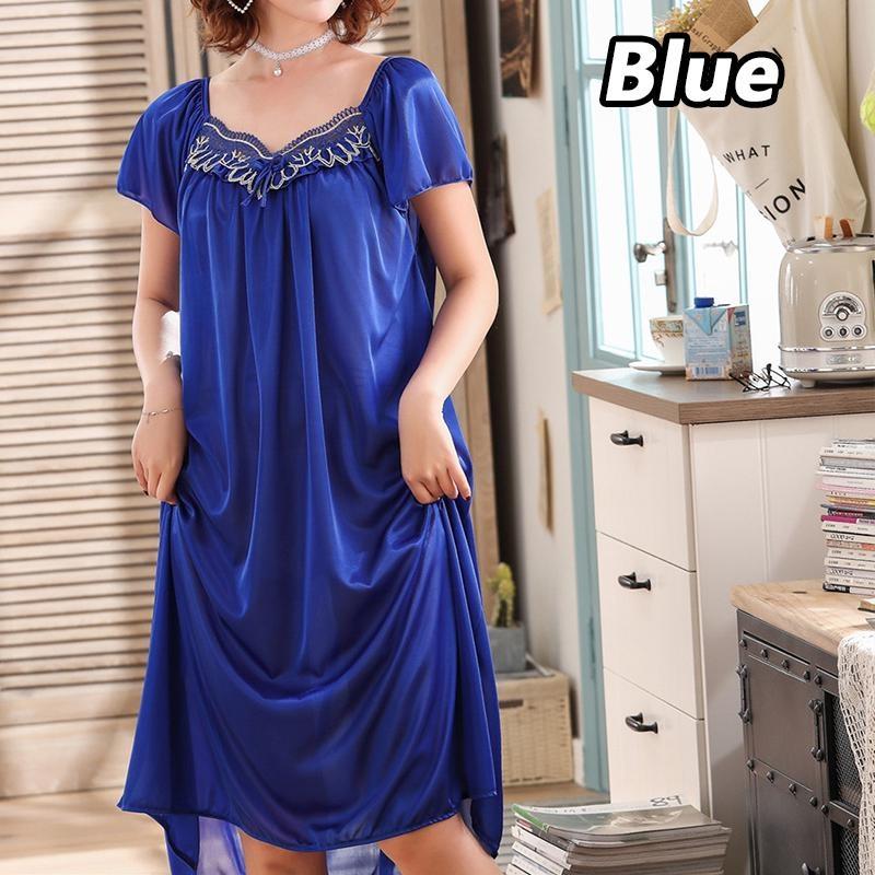 9 цветов, женское пижамное платье больших размеров, кружевное атласное длинное ночное платье с короткими рукавами, удобная домашняя одежда, шелковая одежда для сна