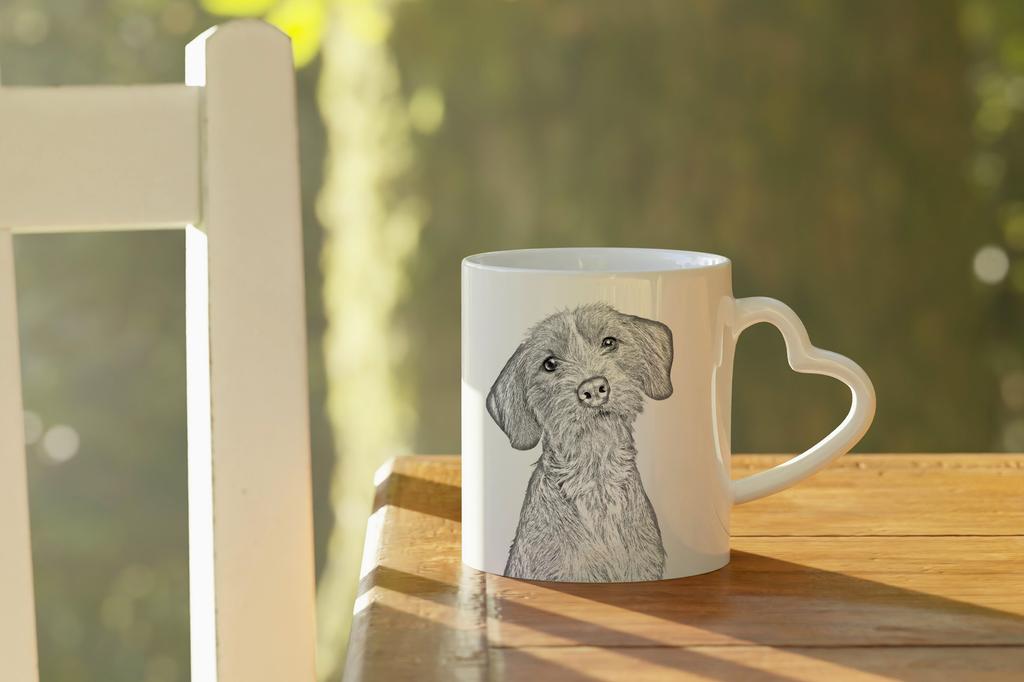 Basset Fauve de Bretagne, Fawn Brittany Basset - cup with a dog, adorable cup with a heart-shaped handle, universal gift from the Art-Dog brand