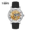 [Ticento]Автоматические скелетонные кожаные часы TS50061WTBK, Корейские роскошные часы