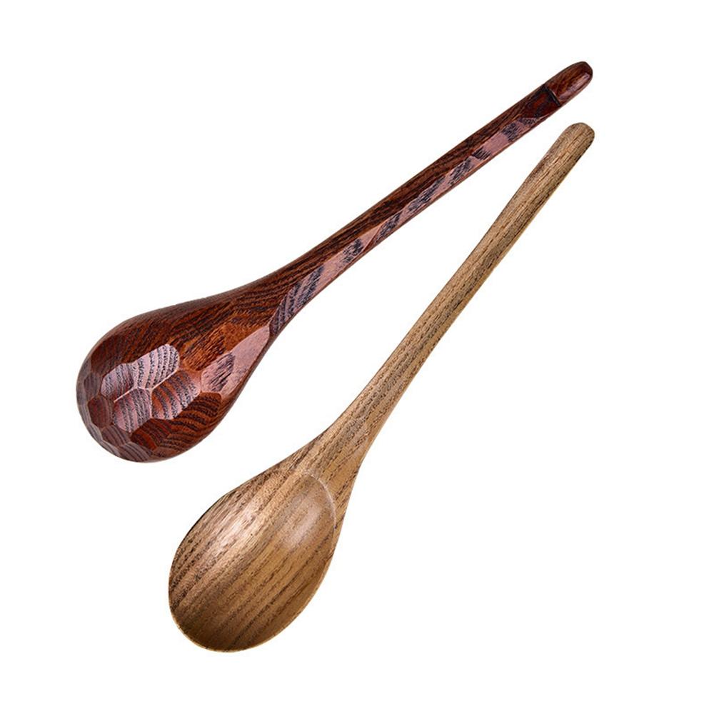 Wooden Dessert Kids Rice Cooking Long Handle Kitchen Gadgets Soup Spoon Tableware Wooden Spoon