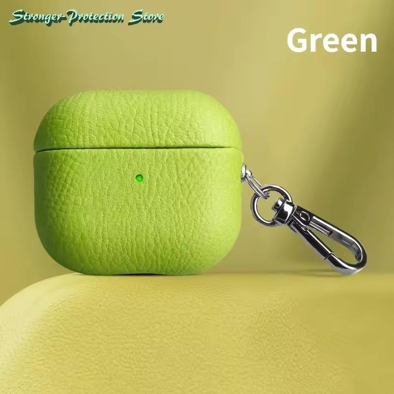 Натуральная Кожа Для Чехла AirPods Pro 3 AirPods Pro 2 Airpods 4 Airpods 1/2 3 Обложка Узор Личи Коровья Кожа С Пряжкой