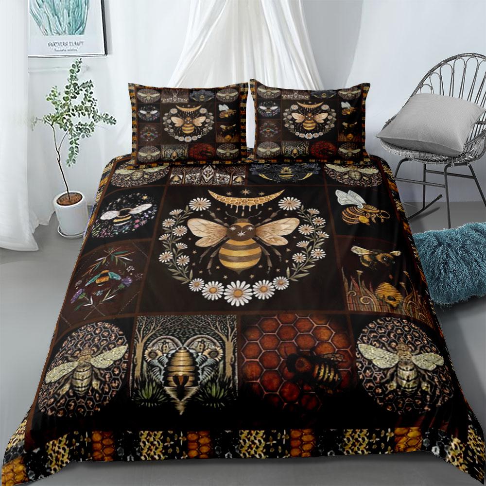Beauty Bumblebee Duvet Cover Set King Queen Double Full Twin Single Size Bed Linen Set