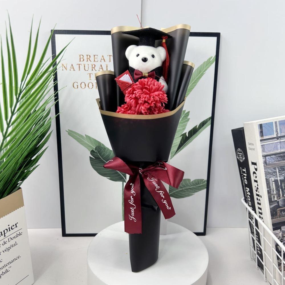 Sunflower Bear Bouquet Bouquet Decoration Rose Sunflower Soap Flower Plush Toy Birthday Party Cartoon Lovely Bear
