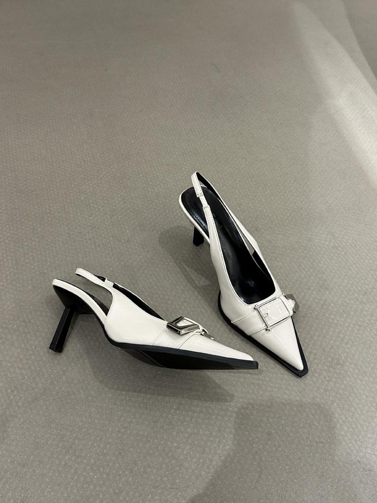 Новые модные летние женские туфли с острым носком, сандалии с пряжкой, туфли-лодочки с ремешком сзади, туфли на среднем каблуке из лакированной кожи, Zapatos Mujer