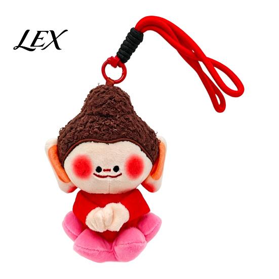Dunhuang Style Accessories Cute Buddha Keychain, Plush Pendant with Embroidered Unique Gift for Friends Details, Soft Car Bag Charm, Creative Couples