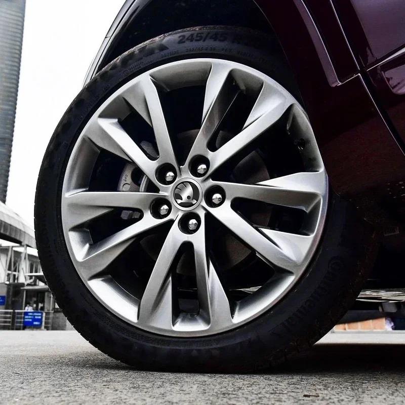 Car Sticker 4Pcs Car Wheel Hub Cap Metal Emblem Stickers Accessories For Skoda Octavia MK2 2 3 A5 A7 A8 Fabia Karoq Superb Rapid