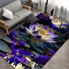 Purple Lotus Pattern Area Rug  Polyester Fiber Rectangular Carpet Chair Mat for Office, Living Room, Bedroom  Washable Home Decor Floor Covering
