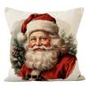 Santa Claus Linen Print Christmas Pillowcase - Holiday Sofa Decor Cushion Cover