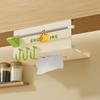 Durable Plastic Upside-Down Paper Towel Rack Wall Mounted Large Capacity Plastic Wrap Rack with Hooks Face Towel Holder for Home