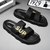 Slippers Men's Outside Wear Summer Trend Fashionable Hundred with Thick Bottom Home Sports Beach A Word Men's Sandals Male