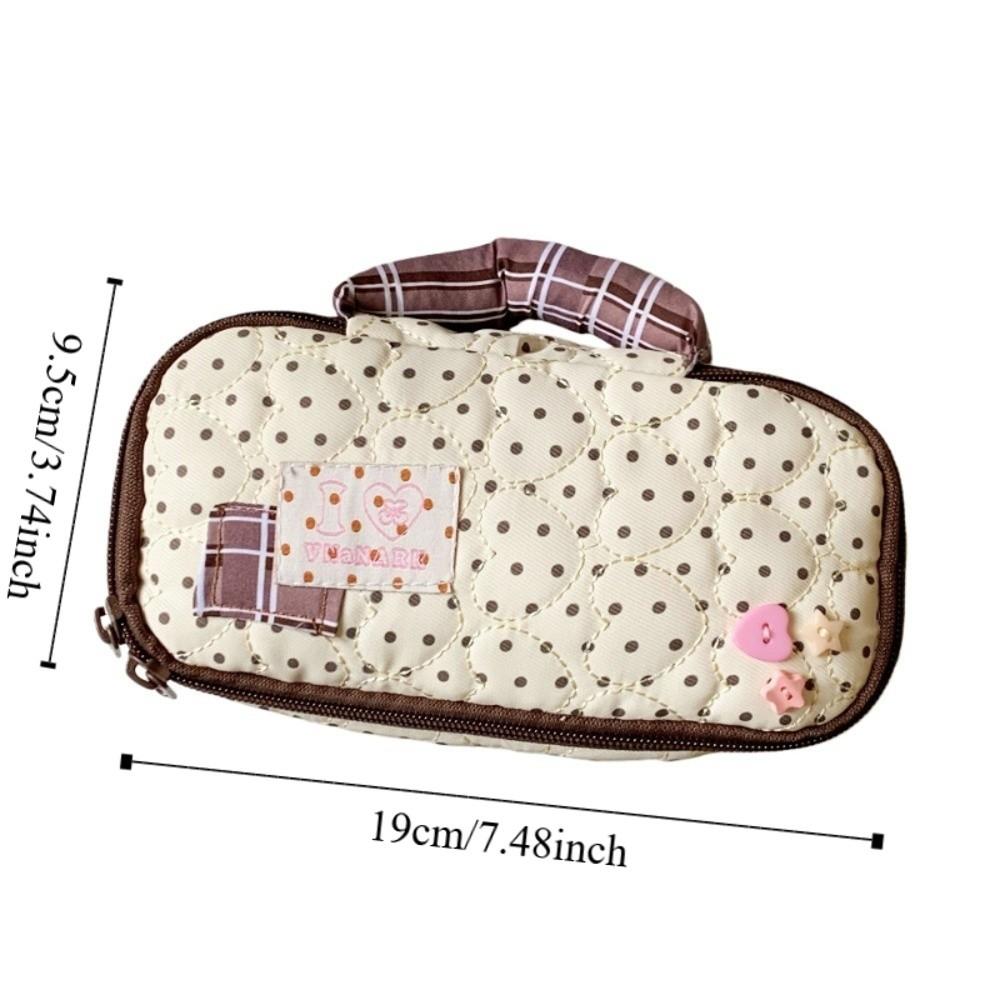 Large Capacity Korean Stationery Bag Star Love Heart Pen Storage Bag Dot Cloth Pencil Case  Student
