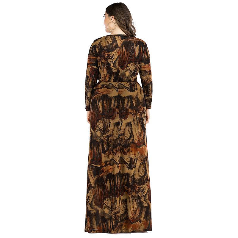 Plus Size Women's New Long Sleeved Printed Dress