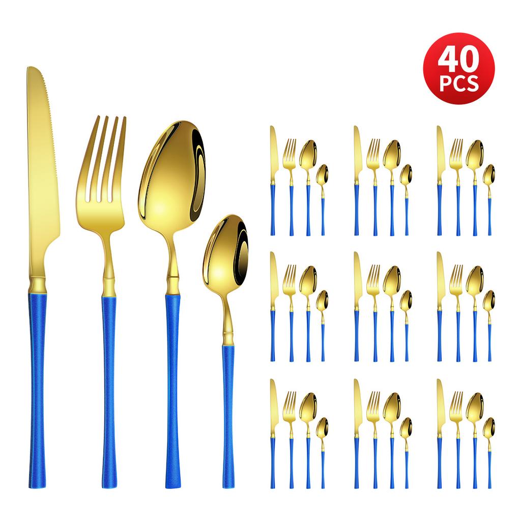 Нержавеющая сталь с небольшой талией, нож для западной еды/стейка, вилка и ложка, десертная ложка, столовые приборы, набор из 24 предметов, подарочный набор